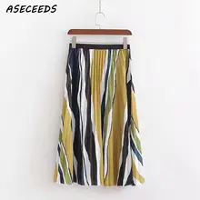 Летняя юбка винтажные boho плиссированные юбки с принтом женская kawaii Высокая талия юбка панк уличная Корейская сексуальная одежда миди юбка