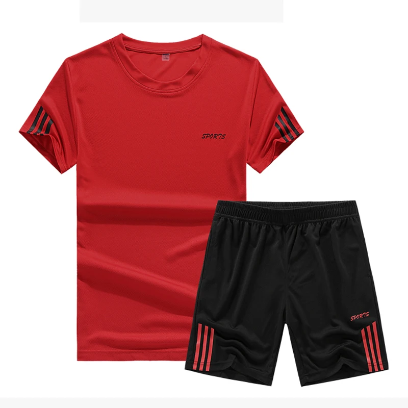 Летняя спортивная одежда, молодежный Мужской баскетбольный Набор для мальчиков, спортивные костюмы для бега, футболка с коротким рукавом, мужской спортивный костюм, Леброн, Джерси - Цвет: Красный