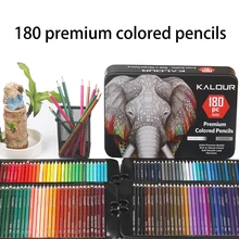 Crayons de couleur huileux avec boîte en métal 180 Crayons de couleur uniques et Crayons pré-aiguisés pour livre de coloriage-cadeau de noël idéal