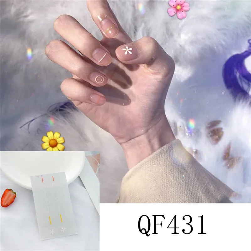 14 насадок полное покрытие наклейки для ногтей s летний Стиль Красочные Обертывания DIY наклейки простые наклейки s самоклеющиеся наклейки для ногтей водонепроницаемый - Цвет: QF431
