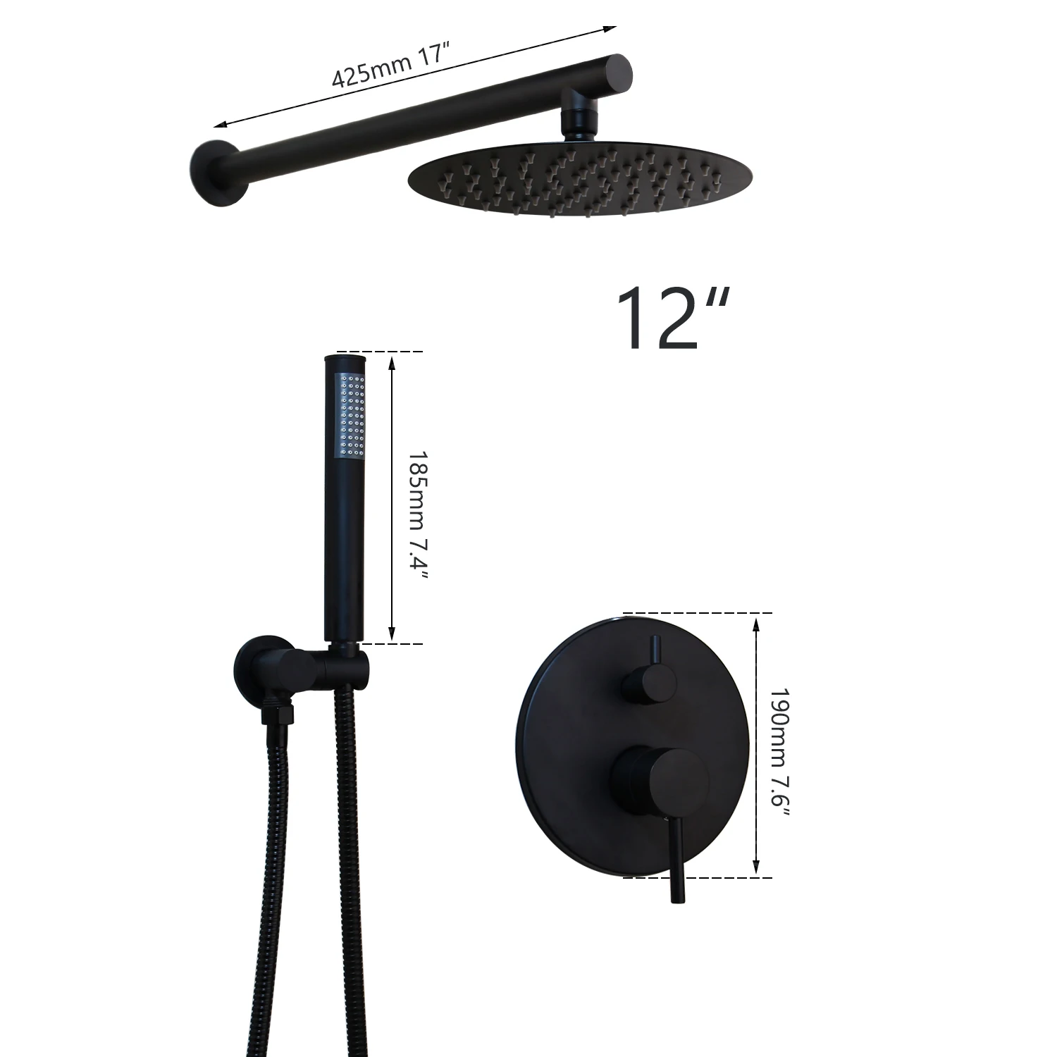 Shower Set 3 JIENI 8 дюймов матовый черный круглый дождевой смеситель для душа для ванной комнаты настенный дождевой Душ смеситель насадка и ручной душевой набор - Цвет: Shower Set 3