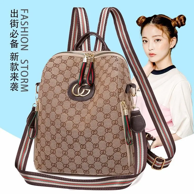 

2019 Winter New Style Oxford Cloth WOMEN'S Bag Pu Street Fashion Synthetic Leather Solid Color Zipper