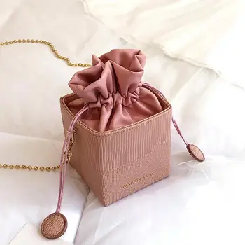 

Fashion Drawstring Bucket Women Purses Bags Small Flap Ladies Handbags Box Shape Crossbody Bags For Women 2019 Sac A Main