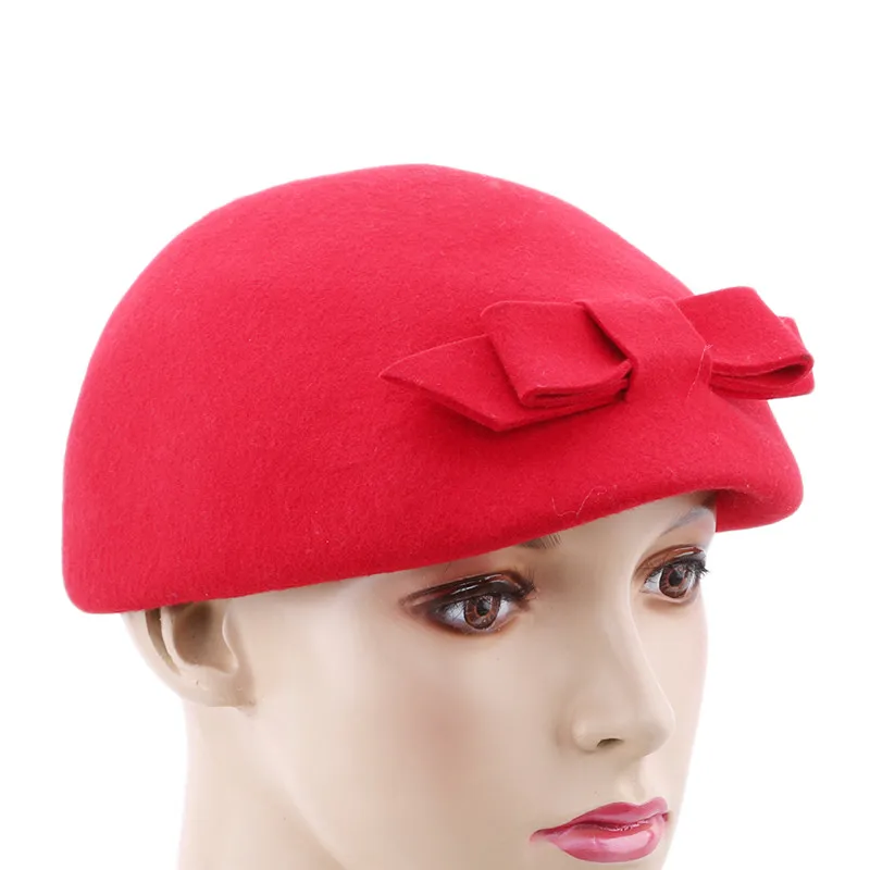 Women Autumn Winter Berets Fashion Beret With Bow Female Solid Warm Wool Bow Berets Women Wool Vintage Berets Warm Walking Cap