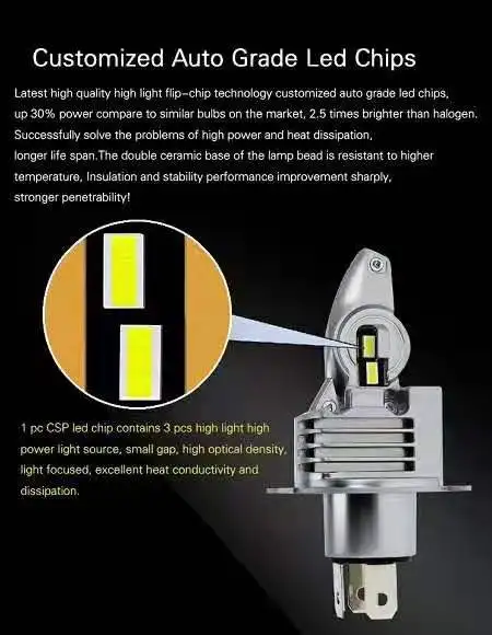 2 шт. Fighter Foco H4 H7 светодиодные лампы для Авто/мотоциклов Koplamp 72 Вт 12 В 24 в 6000 К супер Led H4 Hi/Lo H7 Авто koplamp lampada