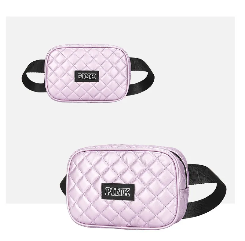 Розовая поясная Сумка водонепроницаемая полиуретановая сумка на пояс нагрудная сумка женская квадратная клетчатая сумка через плечо нагрудные карманы многофункциональная нагрудная сумка G109
