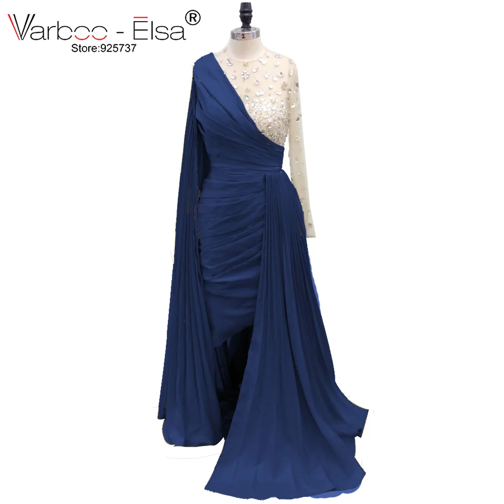 VARBOO_ELSA вечернее платье с длинным рукавом es ручная вышивка стразами robe de soiree musulman вечернее платье вечерние арабское вечернее платье