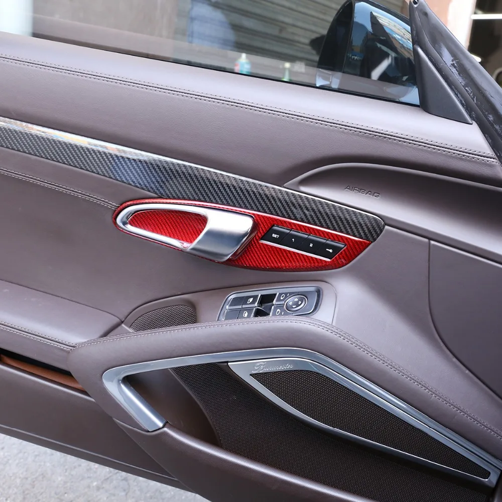 Для Porsche 911 718 2012- 2 шт./компл. Реальные углеродного волокна левый привод автомобиля Внутренний дверной ручки отделка