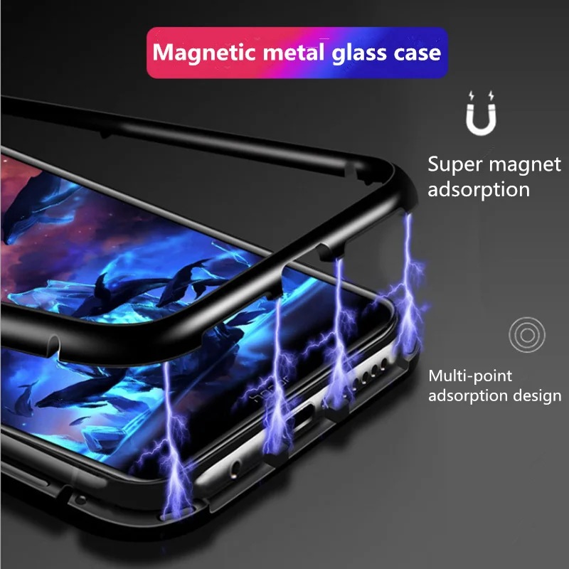 Магнитный адсорбционный чехол для телефона для OnePlus 7 Pro One Plus 6T закаленное стекло задняя крышка для Oneplus 6 5T Роскошный металлический Прозрачный чехол