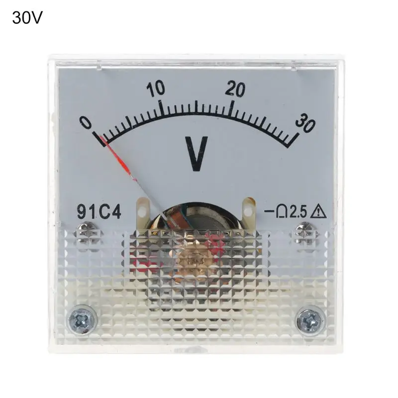 30V 91C4 DC Вольтметр аналоговый Панель Напряжение цифровая высокая температура указатель Тип 3/5/10/15/20/30/50/100/150/250V - Цвет: 30V