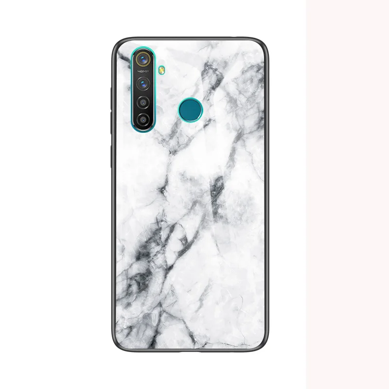 Белый Для Oppo Realme 5 Pro 5Pro чехол мраморный глянцевый закаленное стекло Мягкий Силиконовый противоударный жесткий чехол для телефона для Oppo Realme Q чехол - Цвет: Белый