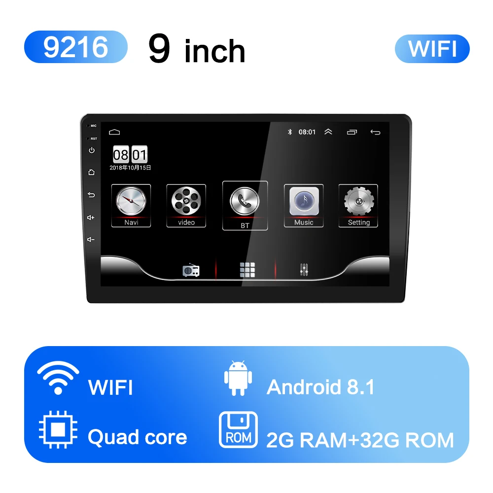 Универсальный 9/10. 1 дюймов 2G ram Android 8,1 Автомобильный мультимедийный авто радио 2Din Авторадио Gps центральный Fm для Suzuki Renault Nissan - Цвет: RAM 2G 9inch