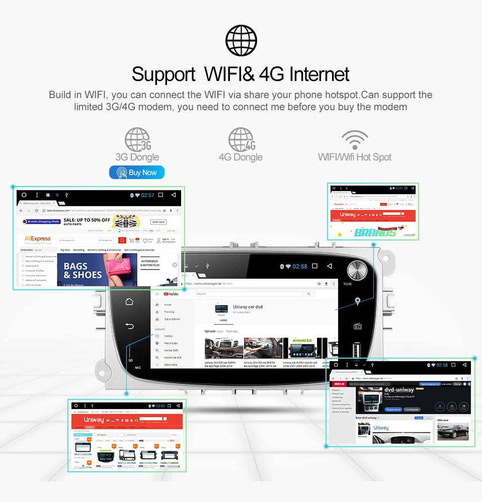 Excellent uniway ALFKS7071  2G+32G  android 8.1 car dvd for focus ford mondeo ford kuga ford  S-MAX C-MAXcar radio 13