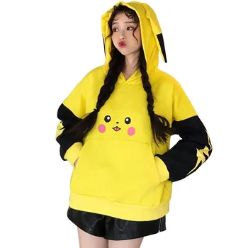 

Kawaii Pikachu Hoodies Women Japan Cute Sweatshirt Korean Harajuku Long Sleeve Sweatshirt Winter Hoodie Streetwear Females Tops
