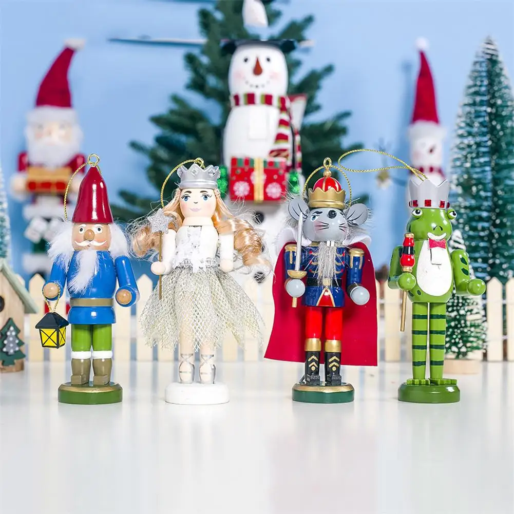 4pcs/set Wooden Painted Christmas Doll Ornaments Children's Gift Toys For Christmas Decoration