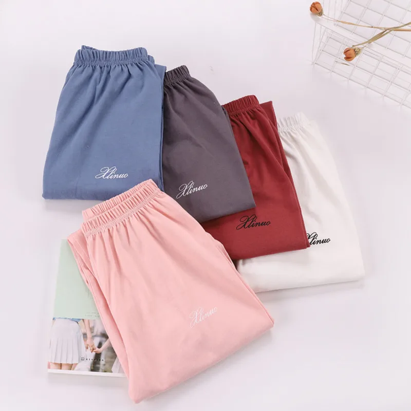 Свободные повседневные пижамные штаны для женщин 100% хлопок женские трикотажные