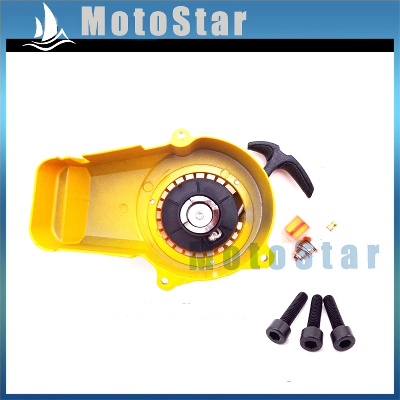 Алюминиевый Recoil Pull Starter+ L7T Свеча зажигания+ топливный фильтр+ винтовые болты для 2 такта 47cc 49cc двигатель мини мото байк