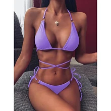 

2022NEW Sexy Micro Bikini 2022 Criss Cross Swimwear Bandage Woman Swimsuit Female Thong Bikinis Set 2 Piece Women Bathing Suit