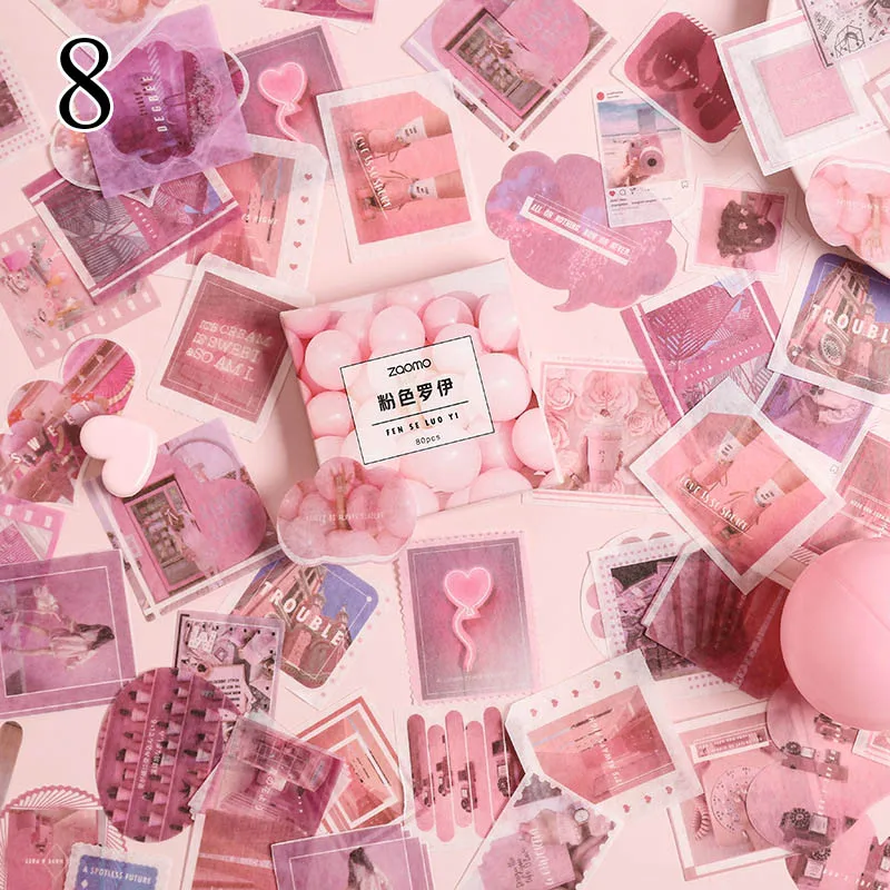 8 80 шт./кор. Kawaii дорожная стикер для канцелярских товаров Симпатичные завод Декоративные Стикеры Бумага клей Стикеры для детей DIY дневник в стиле Скрапбукинг - Цвет: 8