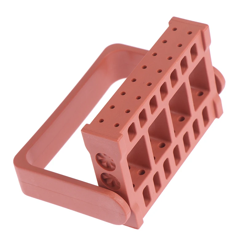 1pc 16 Holes Nail Drill Bit Holder Stand Manicure Utensil Plastic Cover With Adjustable Handle Grinding Head Displayer Accessory - Цвет: brown