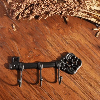 

Cast Iron Wall Hanger Key Clothes Holder Wall Mount Hook Rack Bathrooms Black