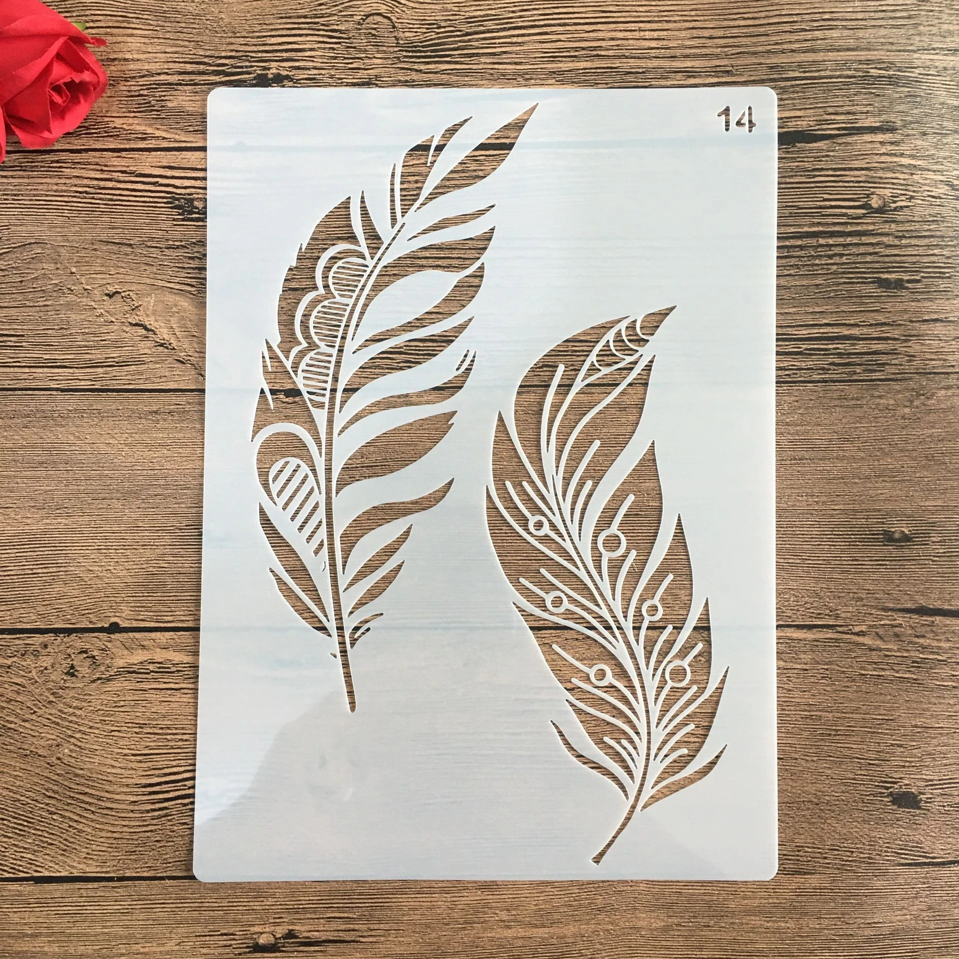 

A4 29 * 21cm Mandala DIY Stencils Wall Painting Scrapbook Coloring Embossing Album Decorative Paper Card Template feather