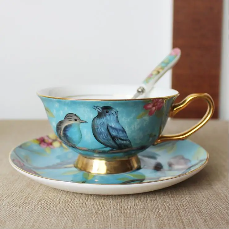European bone china coffee cup ceramic cup set High-end creative home coffee cup dish set