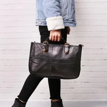 

Ellacey 2020 Trend Retro Genuine Cow Leather Tote Bags For Women Vintage Large Handbag Brand Designer Cowhide Shoulder Bag