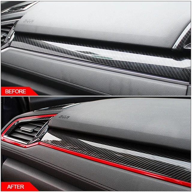 6Pcs Carbon Fiber Car Console Center Dashboard Cover Trim Decorative  Stickers for Honda Civic 10th 2016