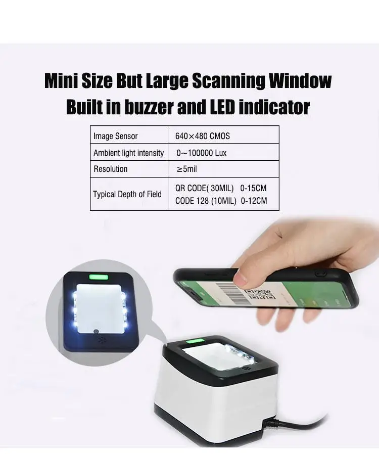 Горячая USB интерфейс Alipay/Wechat платный QR штрих-код Платное сканирование изображения платформа мобильный QR код платежная коробка HS-2001B