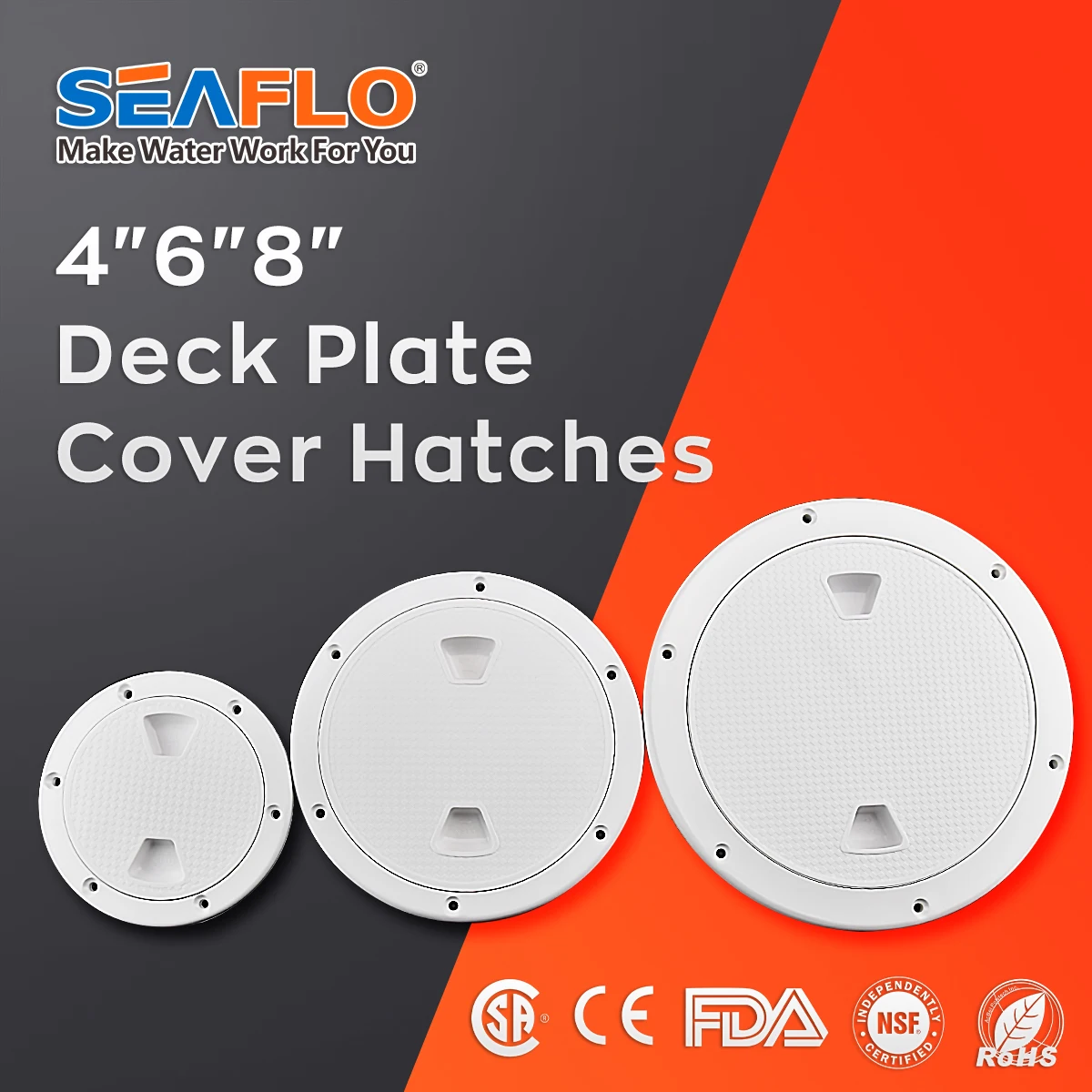 ABS 4"/6"/8" Diameter Access Hatch Cover Deck Plate Anti-slip Panel Boat/Marine 
