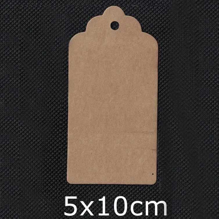 5x10cm Brown Kraft Gift Tags Scalloped Edge Wedding Party Paper Tag Price Label Hang Tag 100pcs/lot - Цвет: 5x10cm Brown