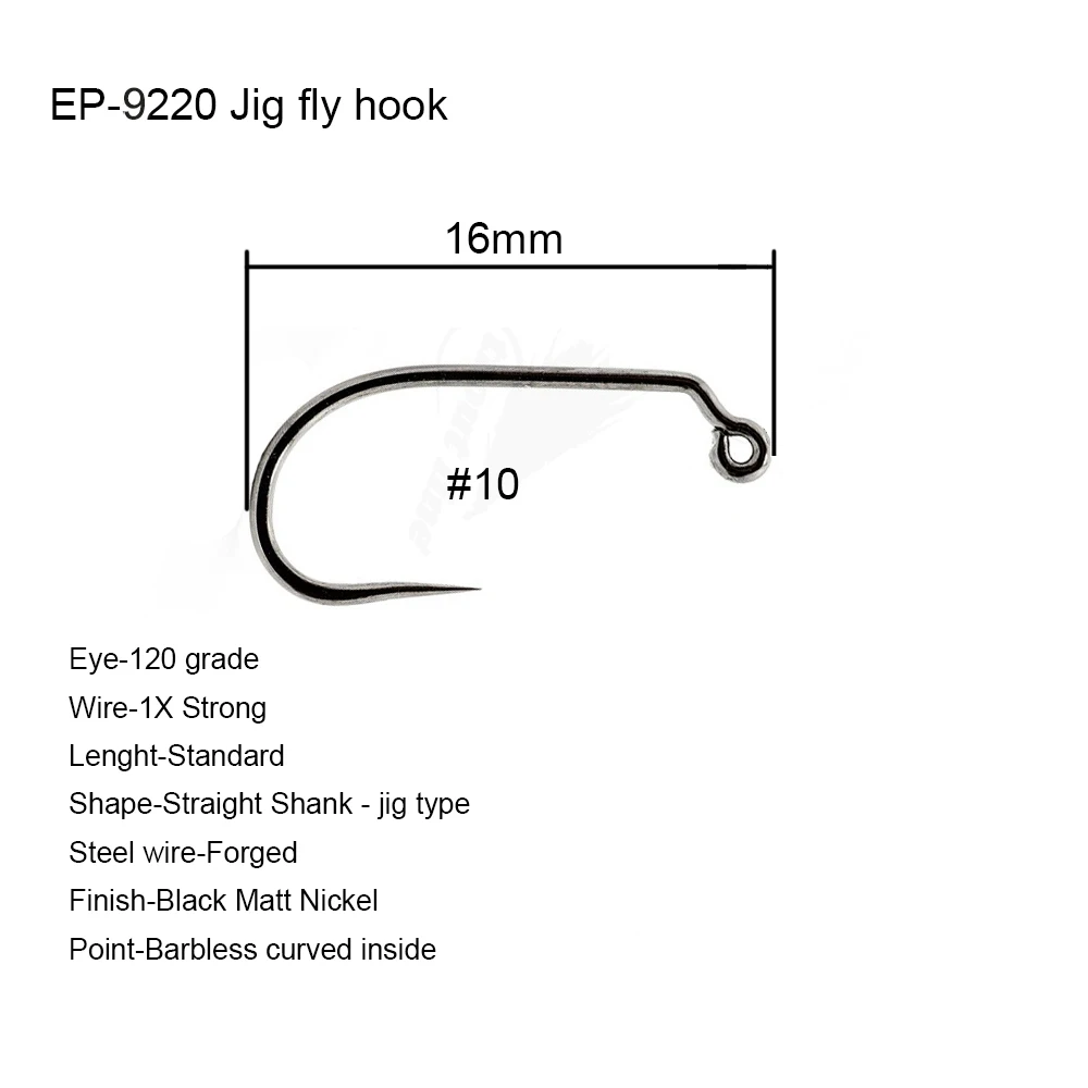9220S10Q50PCS Eupheng Plus 25 шт. 50 шт. EP-9220 джиг Крючки соревнования нахлыстом рыболовные крючки Нимфы крючки джиг Муха Крючки черный никель отделка - Цвет: 9220S10Q50PCS