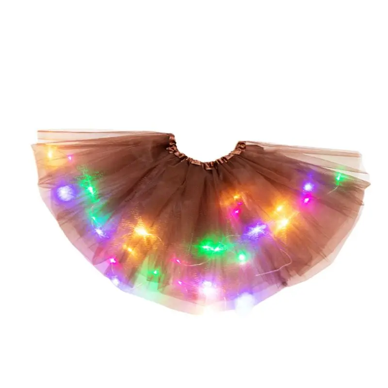 Wanghuaner Little Girls Flashing Tutu Skirt Neon Colorful Luminous Party Dance Dress 