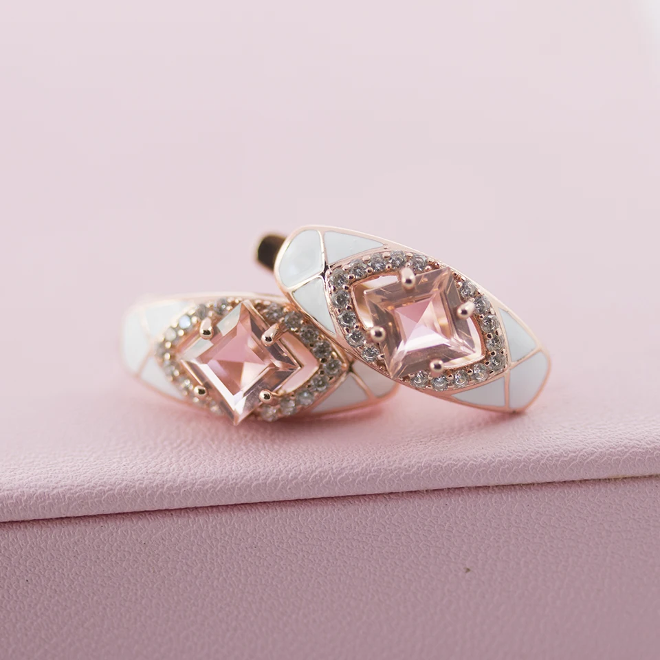 Bolai Настоящее серебро 925 пробы, розовые серьги-гвоздики из морганита, розовое золото, драгоценный камень, хорошее ювелирное изделие для женщин, свадебный подарок