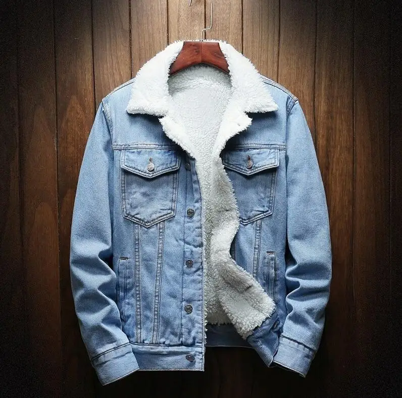 Light blue Весна Осень Зима Новинка женское джинсовое пальто из овечьей шерсти с 4 карманами с длинным рукавом теплое джинсовое пальто Верхняя одежда широкая джинсовая куртка - Цвет: Light blue