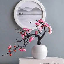 Пасторальная керамическая ваза имитация ветки сливы персиковый цвет сушеный цветок гостиная домашний цветок сливы украшение интерьера ремесло