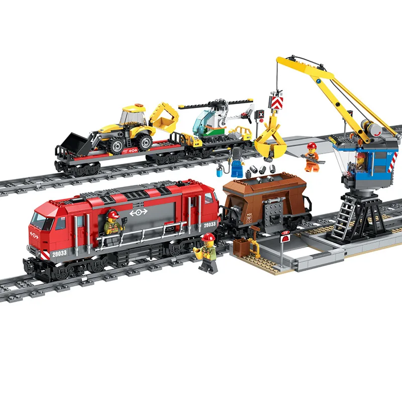 1078pcs Technic Электрический поезд с питанием от аккумулятора, городской тяжелый поезд, железные дороги, строительные блоки, кирпичная игрушка в подарок для детей