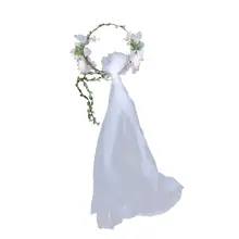 Женский свадебный цветок венок для волос с вуалью Гавайский стиль гирлянда Свадебная повязка Корона свадебный головной убор свадебная фата аксессуары