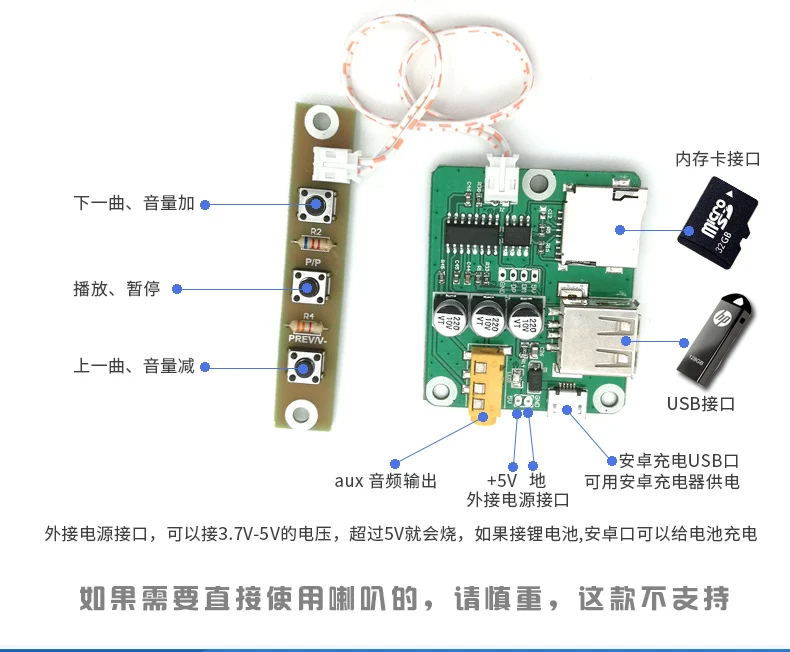 Стерео 5v карта USB плеер mp3 аудио декодирование u диск игровая панель DIY модуль преобразования