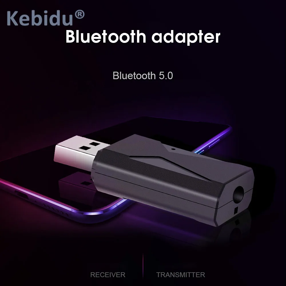 Kebidu Мини 3,5 мм разъем Bluetooth 5,0 аудио приемник передатчик стерео USB адаптер громкой связи для Автомобильная bluetooth-гарнитура динамик