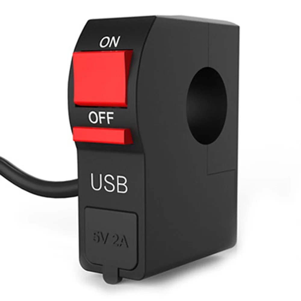 Мотоцикл USB телефон зарядное устройство переключатель руль пылезащитный DC12V ABS черный Водонепроницаемый автомобилей мотоциклы Замена