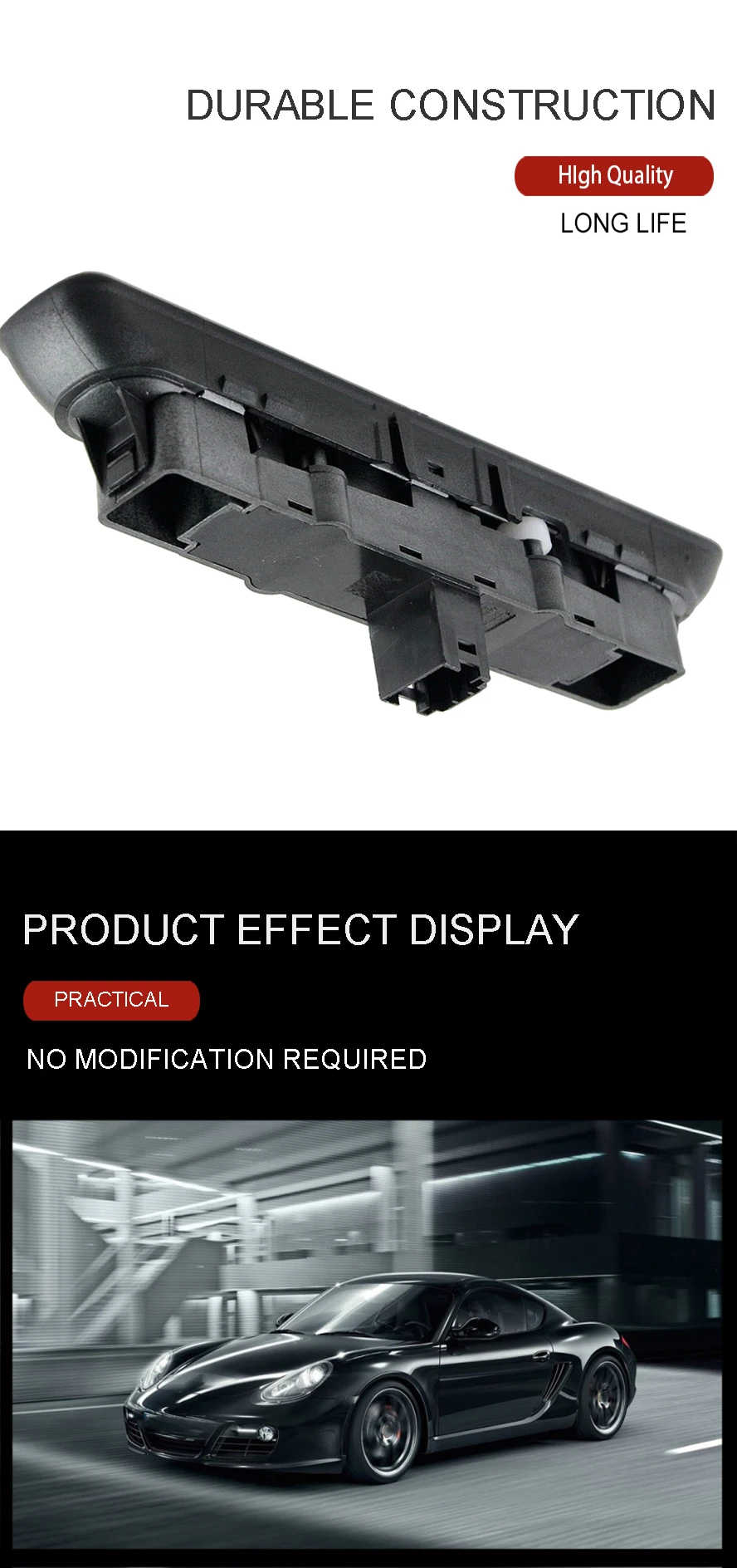 Wooeight  4Pins 99761310502A05 Hood Decklid Release Switch Assembly fit for Porsche 911 987 Boxster Cayman Carrera 2005-2012 (6)