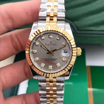

Luxury Brand New Stainless Steel Sapphire Watch Women Lady Automatic Mechanical Diamond Silver Gold Red Grey Blue Datejust 31mm