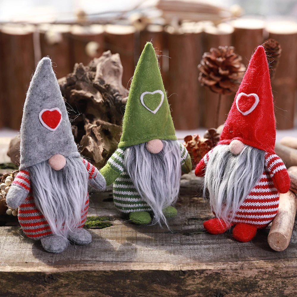 1Pc Non-Woven Hat With Heart Handmade Swedish Stuffed Toy Santa Doll Gnome Scandinavian Dwarf Elf Home Ornaments Christmas | Дом и сад
