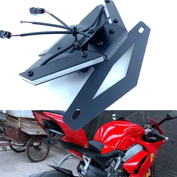 

For DUCATI Panigale V4 V4S Motorcycle Foldable Rear Tail Light Brake Turn Signals Integrated LED Lights License Plate Bracket