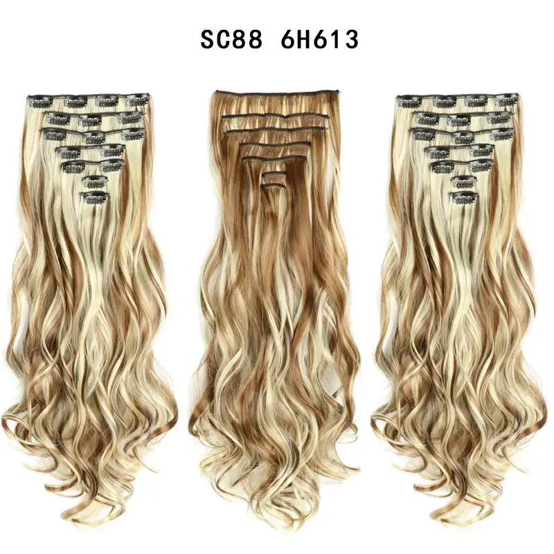 #144 MERISI HAIR 22 синтетические волосы с глубокой волной, термостойкий светильник, коричневый, серый, блондин, женский набор для наращивания волос на заколках, волосы с эффектом омбре - Цвет: #144