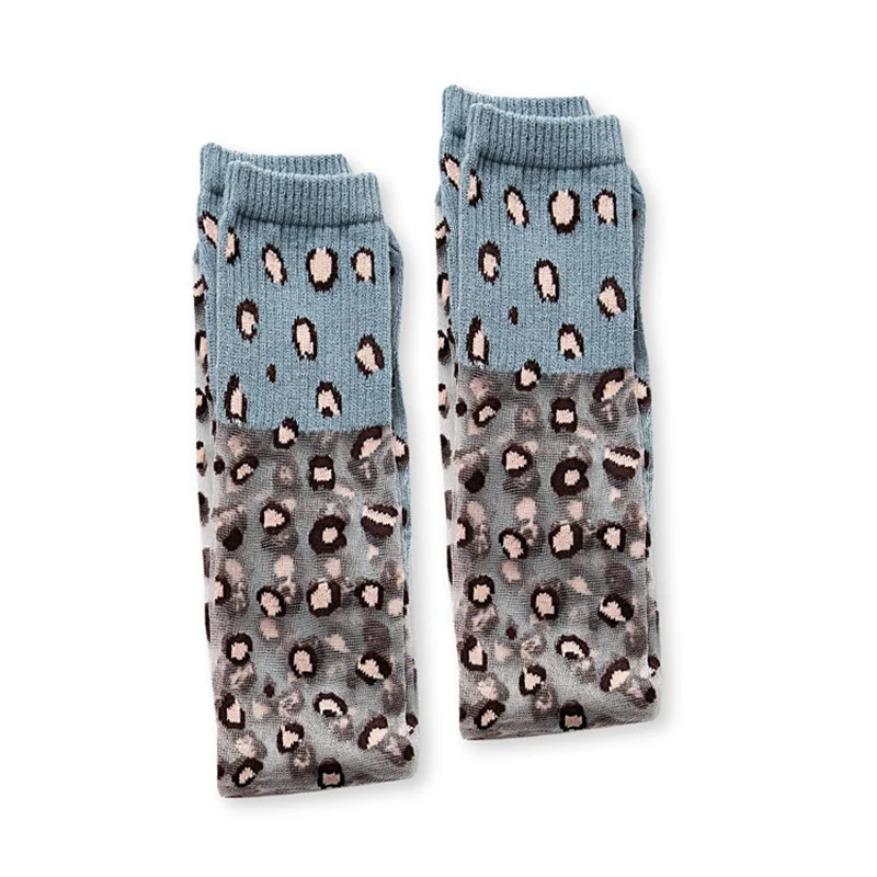 Носки для маленьких девочек Дышащие длинные носки с леопардовым принтом мягкие гетры для младенцев