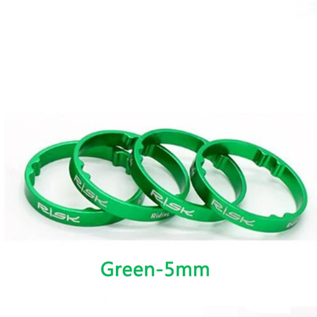 5mm-Green 4 шт., риск 5 мм/10 мм, алюминиевая велосипедная гарнитура, передняя вилка, шайбы MTB, горная дорога, велосипед, мертвые мухи, полый, легкий, шток, прокладки - Цвет: 5mm-Green
