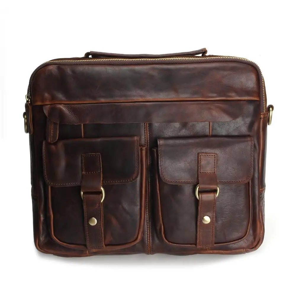 

2019 New Luxury Men's Handbags 100% Cow Genuine Leather Male Shoulder Bag Real Natural Leather Crossbody Bag Briefcase 13 Inch